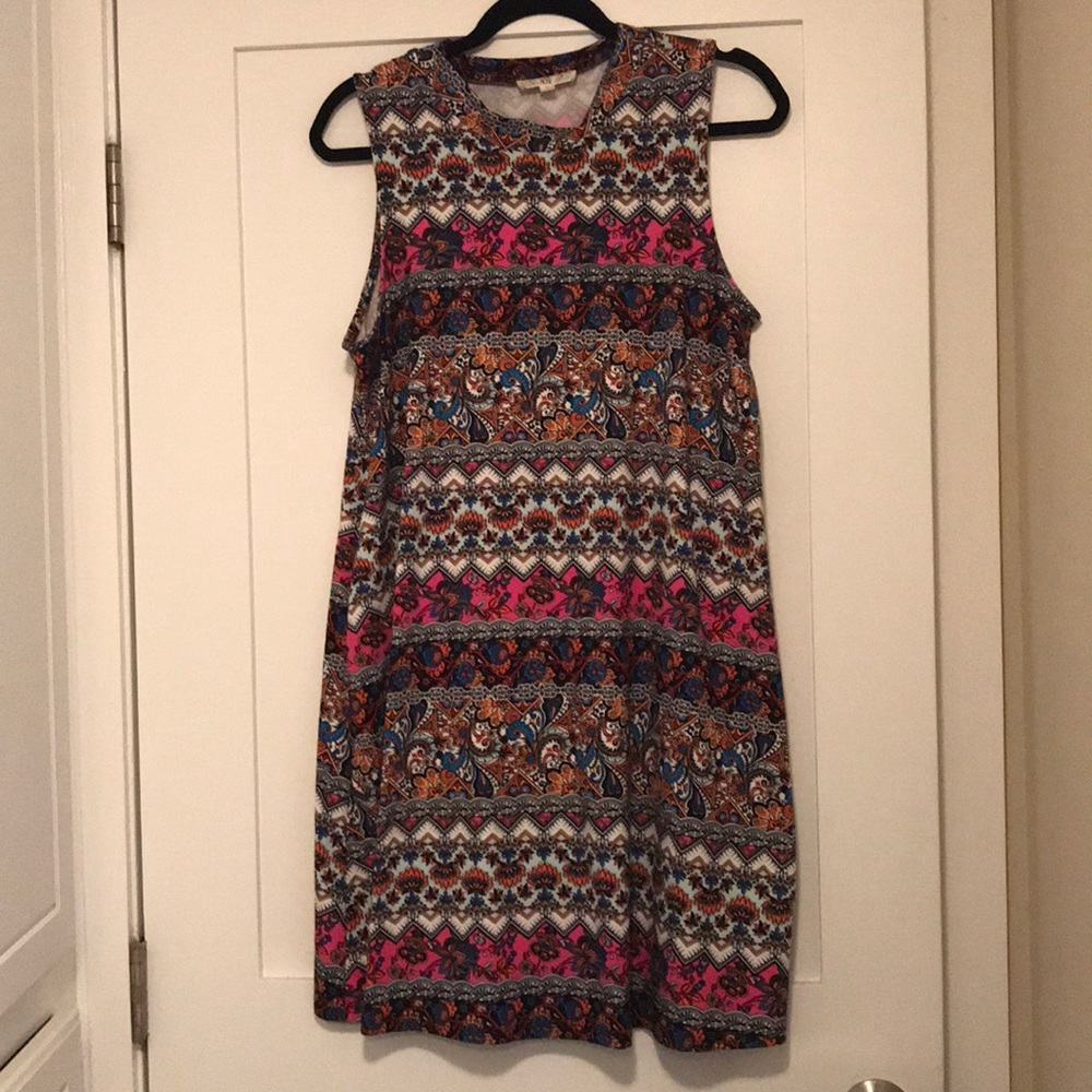High neck printed tank dress